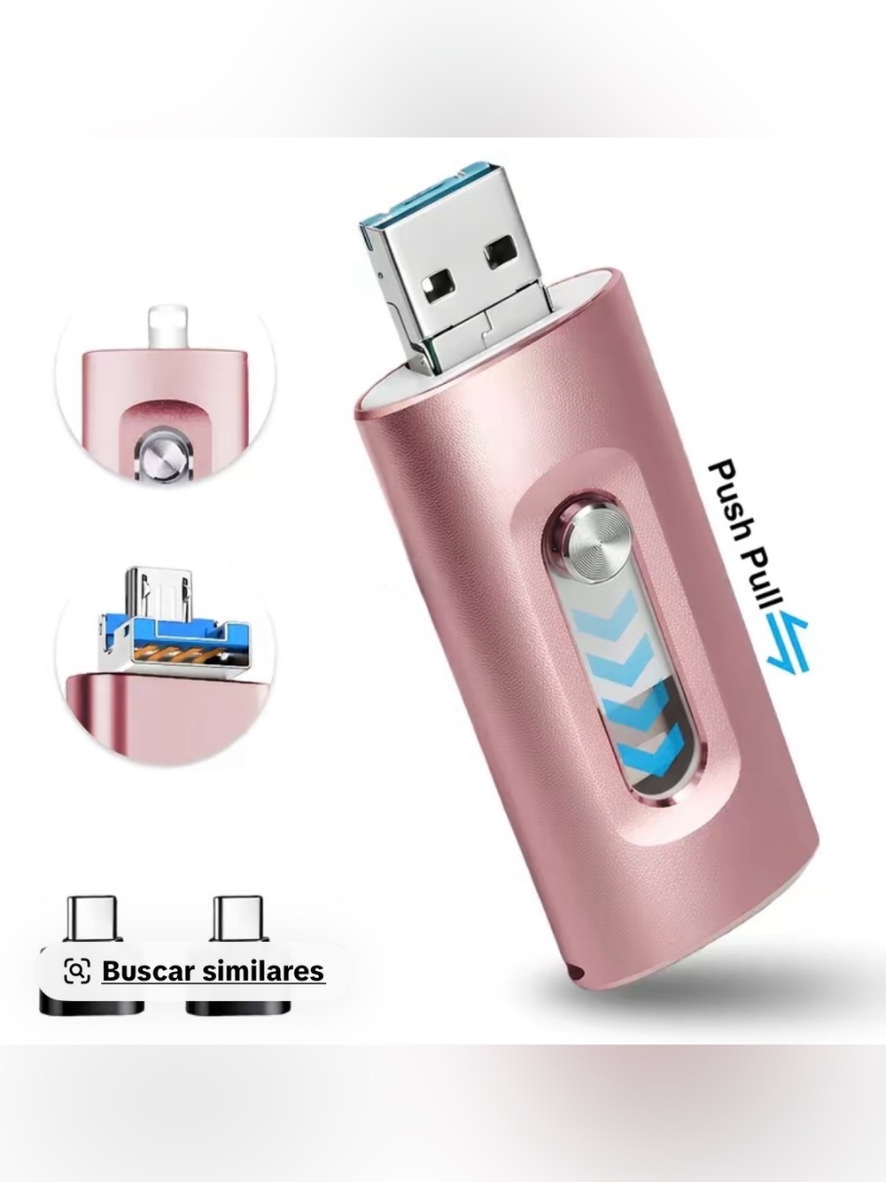 Compact Rose Gold USB Flash Drive with Retractable Connector